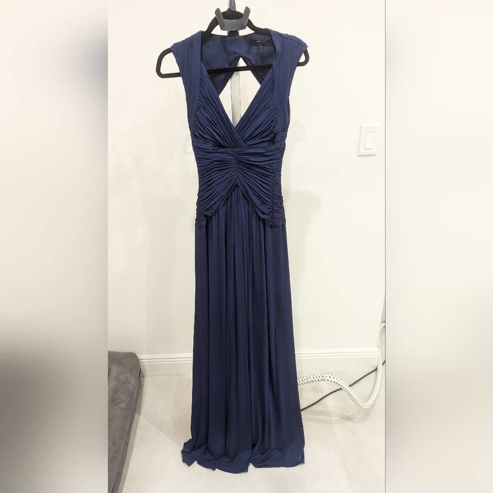 BCBG Blue Gown With Ruching
